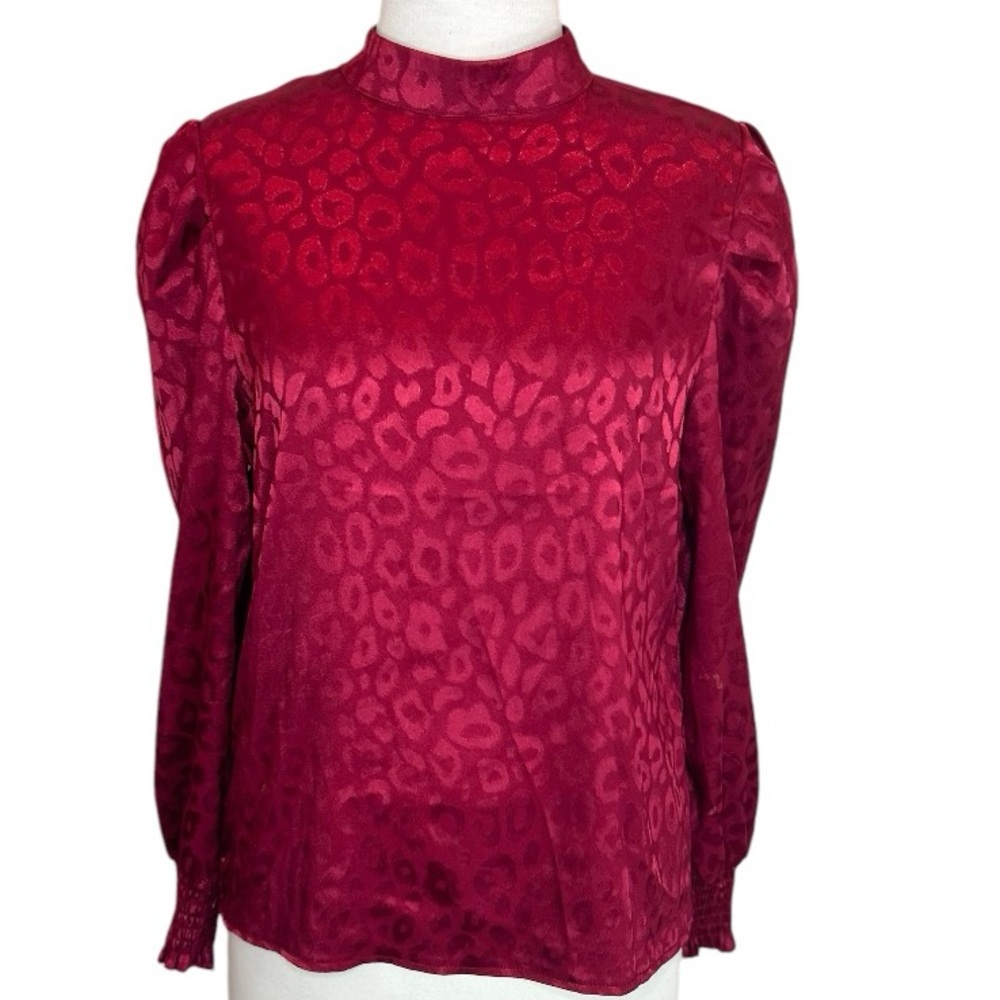 SHEIN burgundy winecranberry blouse animal print texture